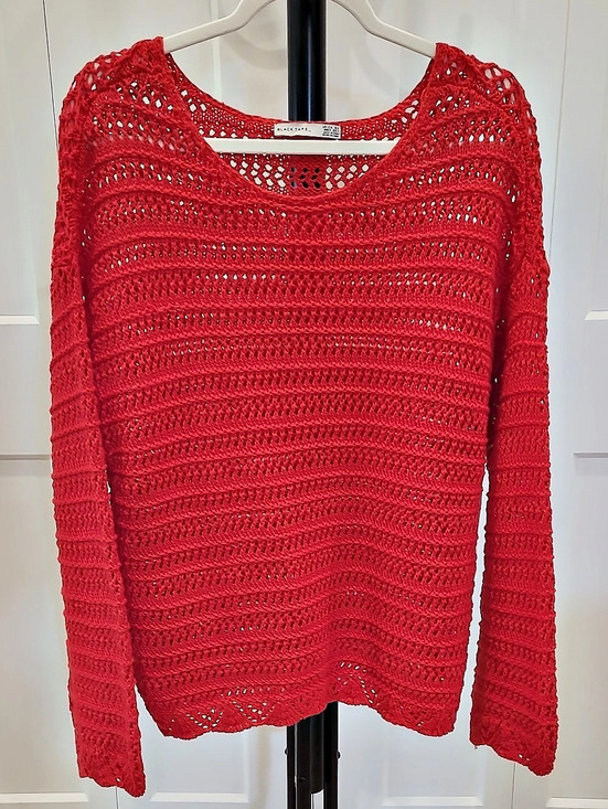 Black Tape Sweaters - Black Tape Red Crochet Sweater Size XL NWT